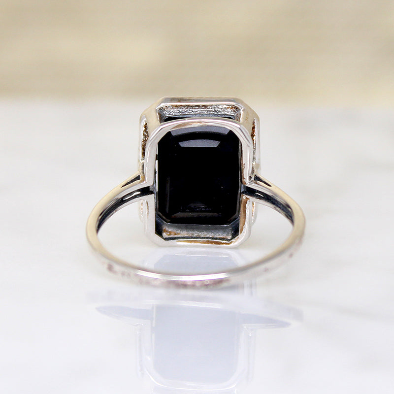 Rectangular Onyx in Sterling Silver Ring
