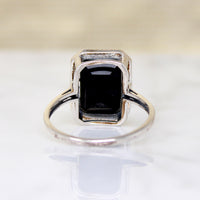 Rectangular Onyx in Sterling Silver Ring
