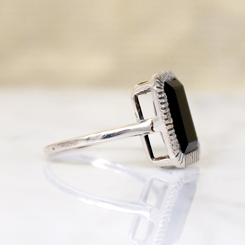Rectangular Onyx in Sterling Silver Ring