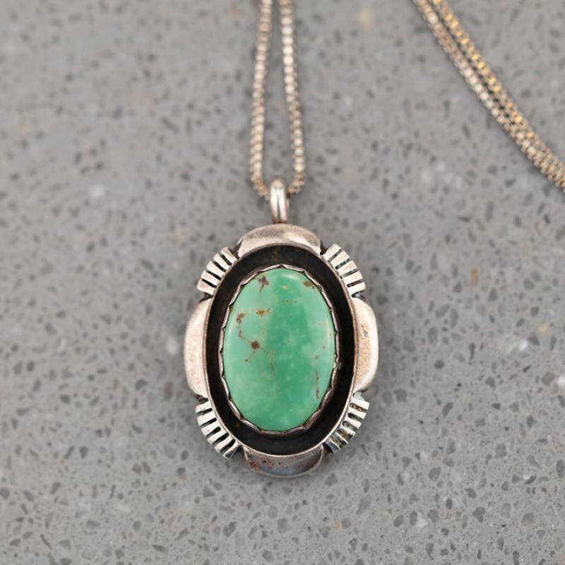 Stunning Turquoise & Sterling Silver Shadowbox Pendant by L.M. Nez