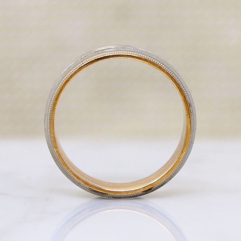 Two-Tone Gold NOS Geometric Bright Cut Band