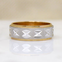 Two-Tone Gold NOS Geometric Bright Cut Band