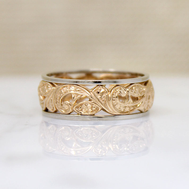 Lush Two-Tone Openwork Paisley Motif NOS Band