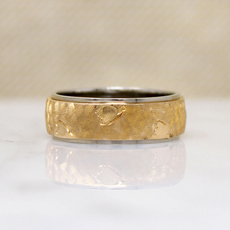Jaunty Hearts Two-Tone Gold NOS Wedding Band