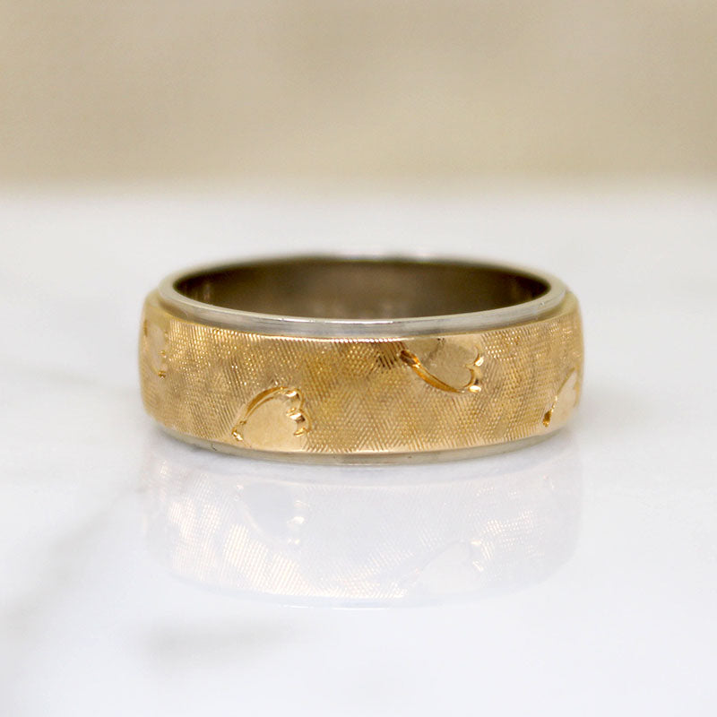 Jaunty Hearts Two-Tone Gold NOS Wedding Band
