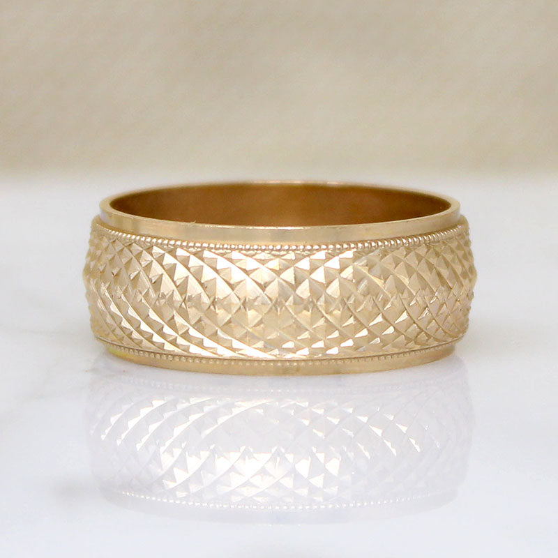 Handsome Scaled 14k Gold NOS Wedding Band