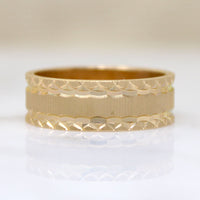 Stylish NOS 14k Gold Geometric Bright Cut Band