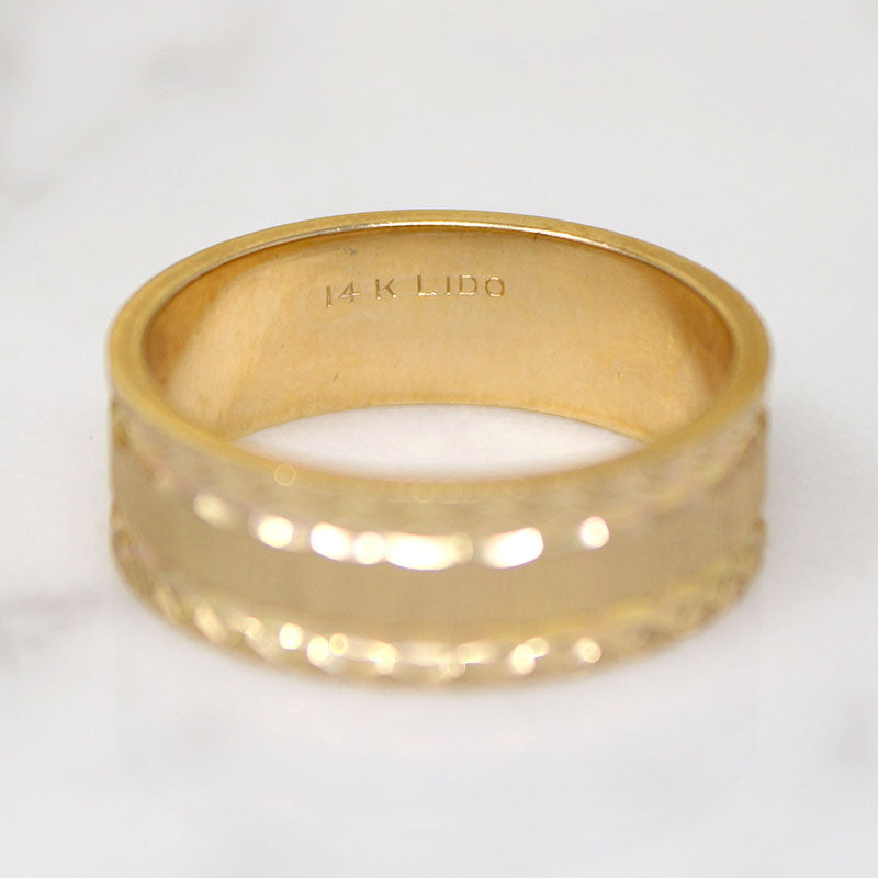 Stylish NOS 14k Gold Geometric Bright Cut Band