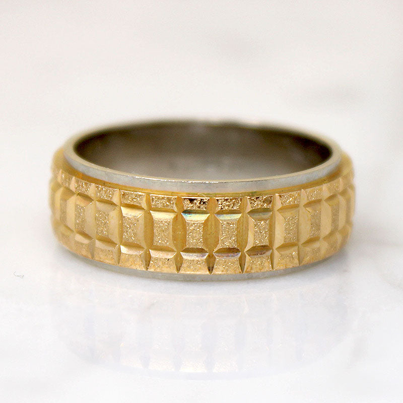 Retro Style Engraved Two-Tone Gold NOS Band