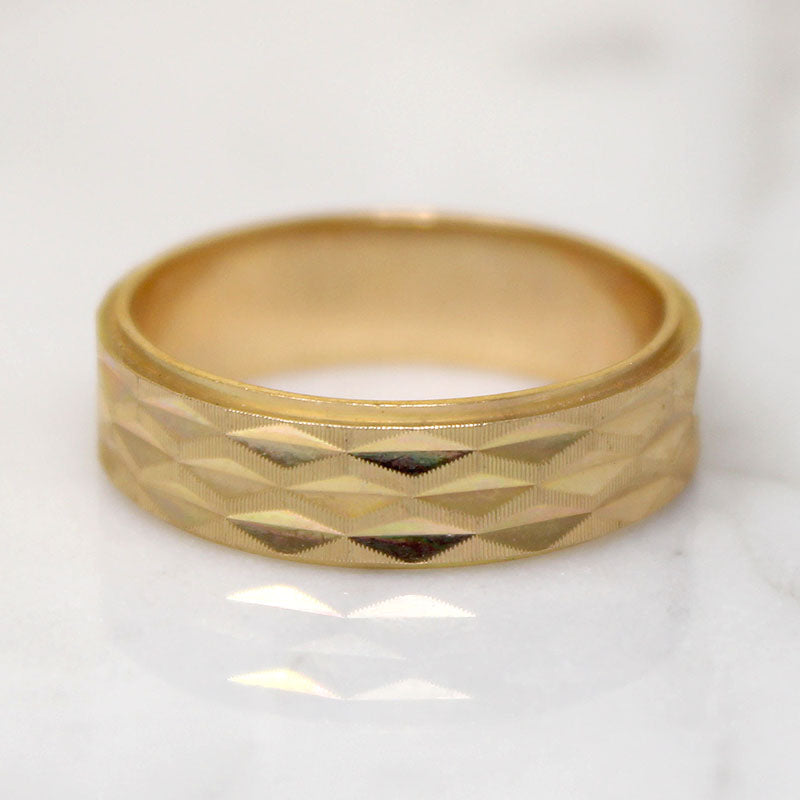 Geometric Bright Cut Faceted 10k Gold NOS Band