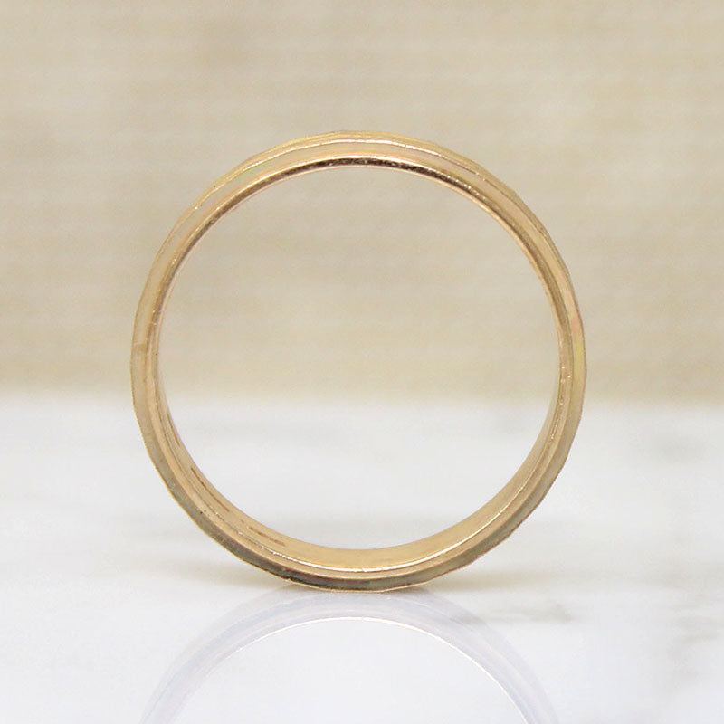 Geometric Bright Cut Faceted 10k Gold NOS Band