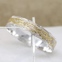 Engraved Gold & Silver Anthurium Blossom Bangle
