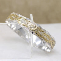 Engraved Gold & Silver Anthurium Blossom Bangle