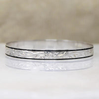 Sterling Hawaiian Pua Kala Flower Bangle with Enamel