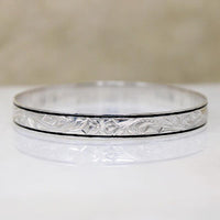 Sterling Hawaiian Pua Kala Flower Bangle with Enamel