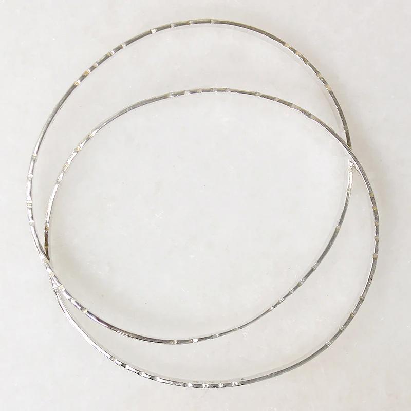 Two Slim Sterling Bangles with Hawaiian Pua Kala Flowers