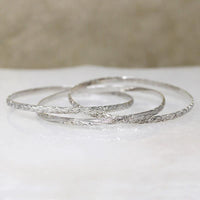 Set of Three Sterling Bangles with Hawaiian Pua Kala Flowers