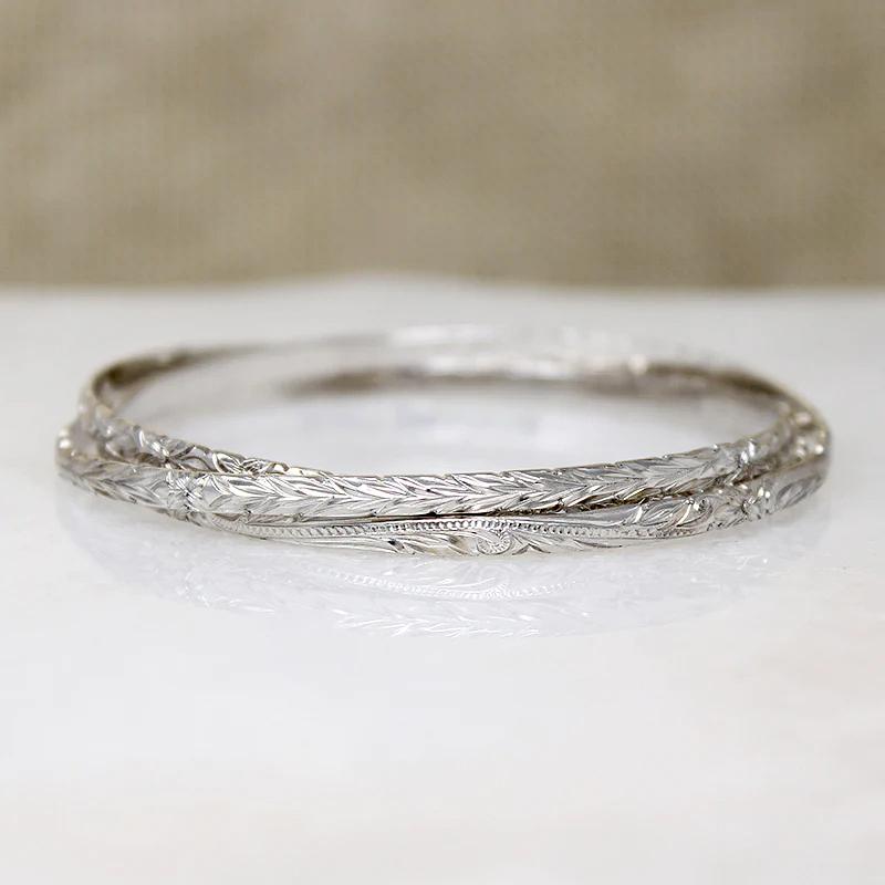 Set of Three Sterling Bangles with Hawaiian Pua Kala Flowers