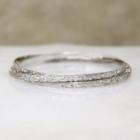 Set of Three Sterling Bangles with Hawaiian Pua Kala Flowers