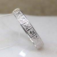 Childs Hawaiian Sterling Bangle with Turtles & Flowers