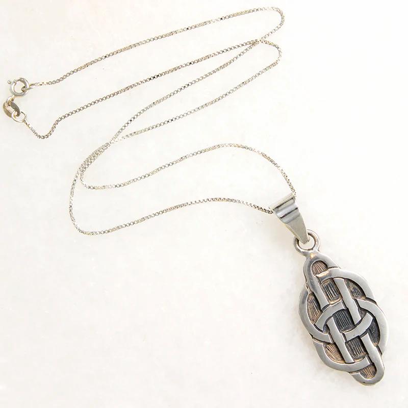Graphic Sterling Silver Knot Work Pendant  