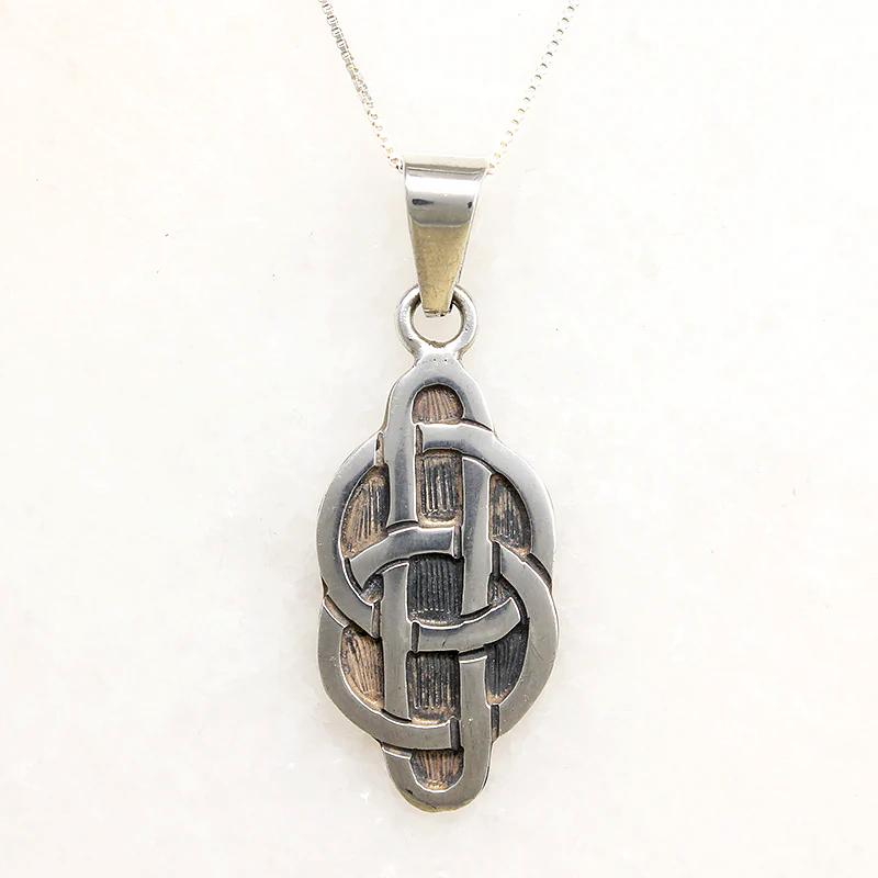 Graphic Sterling Silver Knot Work Pendant  