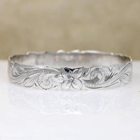 Lush Hawaiian Pua Kala Flower Sterling Bangle