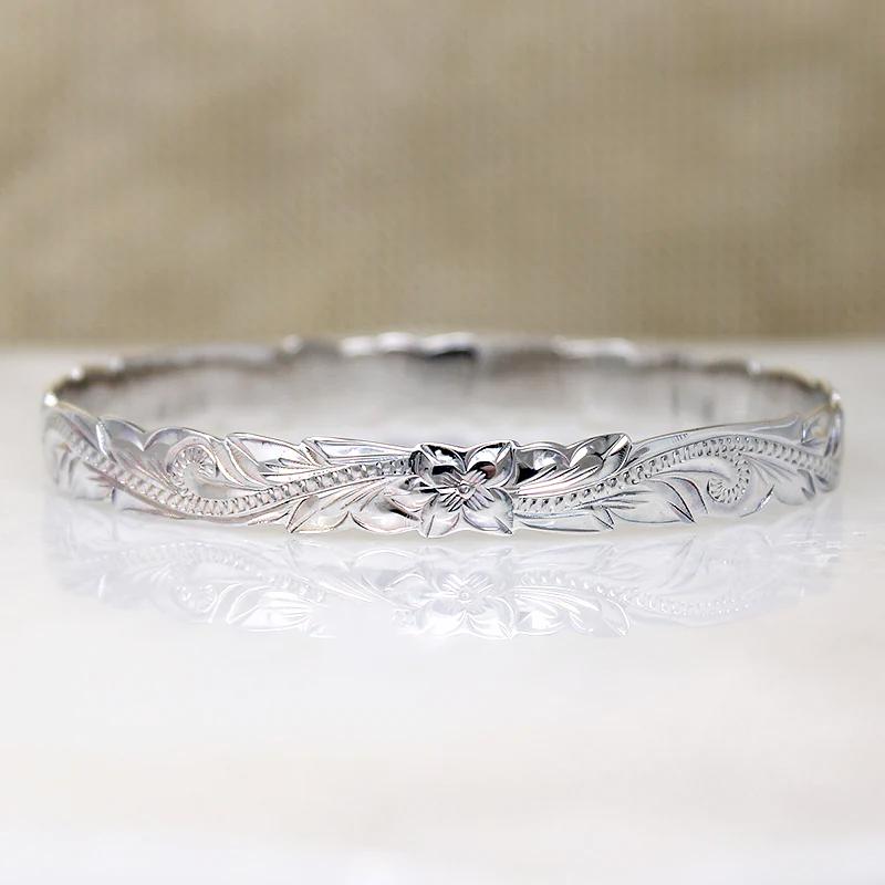 Hawaiian Pua Kala Flower Sterling Bangle