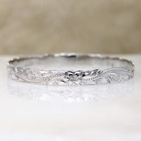Hawaiian Pua Kala Flower Sterling Bangle