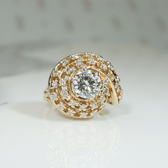 Double Diamond Swirl Ring c1960