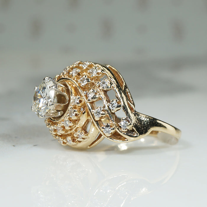Double Diamond Swirl Ring c1960