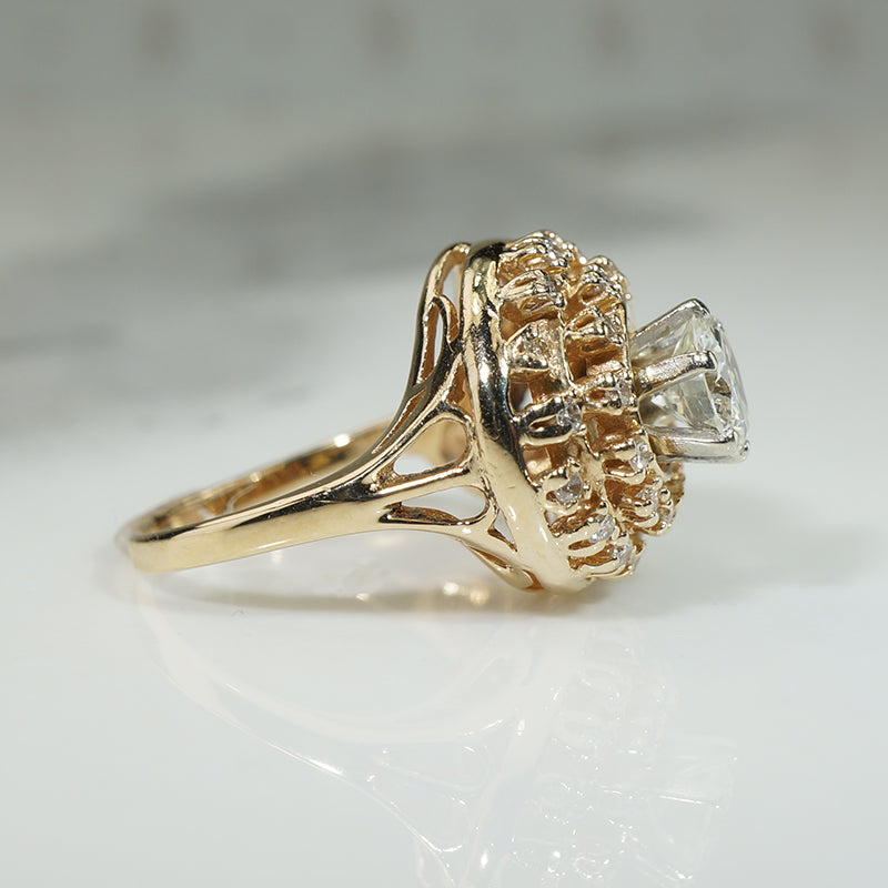 Double Diamond Swirl Ring c1960