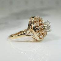 Double Diamond Swirl Ring c1960