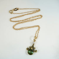 Flower Drop Pendant with Deep Green Tourmaline