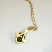 Flower Drop Pendant with Deep Green Tourmaline
