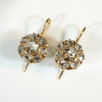 Glorious Rose Cut Diamond Cluster Earbobs