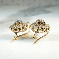 Glorious Rose Cut Diamond Cluster Earbobs