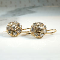 Glorious Rose Cut Diamond Cluster Earbobs