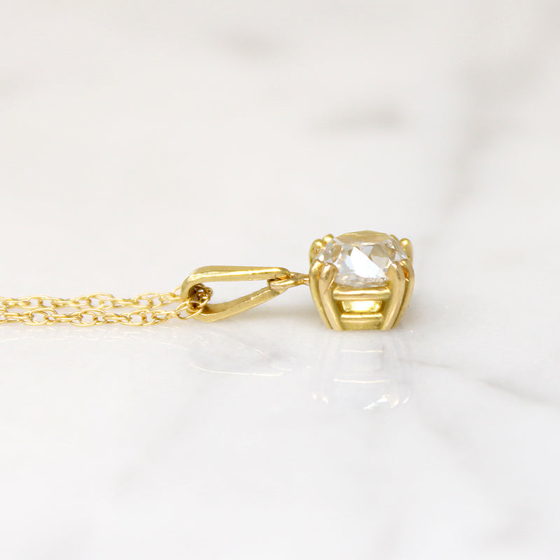 Dazzling Old Mine Cut Diamond in 18k Solitaire Pendant