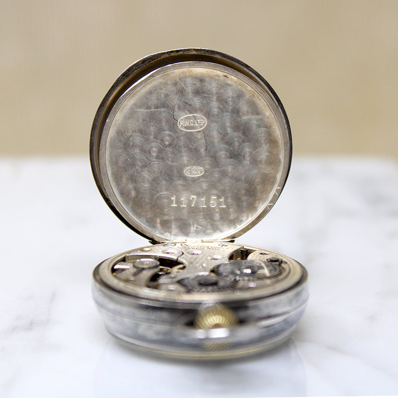 Sterling Silver Art Deco Unicorn Pocket Watch
