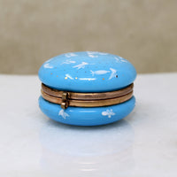 Opaline Glass Patch Box with White Enamel Blossoms