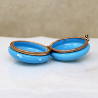 Opaline Glass Patch Box with White Enamel Blossoms