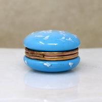 Opaline Glass Patch Box with White Enamel Blossoms