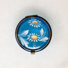 Bright Blue Bohemian Glass Patch Box with Daisies