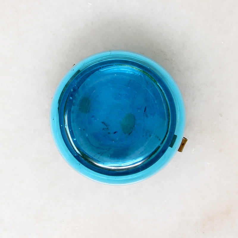 Bright Blue Bohemian Glass Patch Box with Daisies