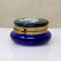Daisy Nosegay Cobalt Blue Glass Patch Box