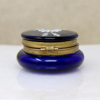 Daisy Nosegay Cobalt Blue Glass Patch Box