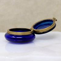 Daisy Nosegay Cobalt Blue Glass Patch Box
