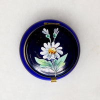 Daisy Nosegay Cobalt Blue Glass Patch Box