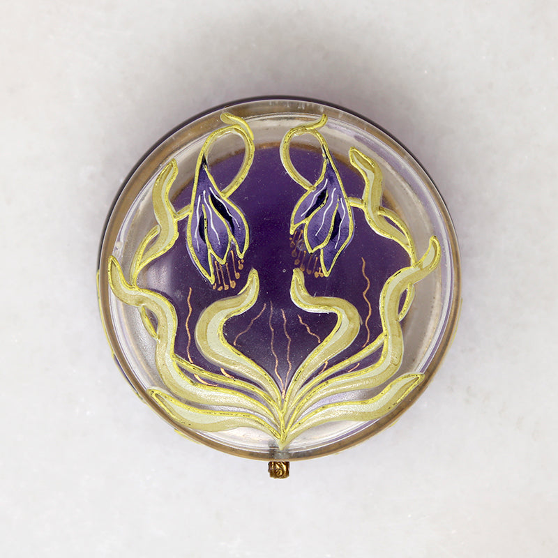 Art Nouveau Bohemian Glass Patch Box with Crocus